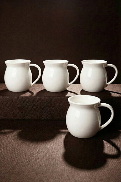 Pure Farmhouse 4-Piece White Porcelain Mug Set - 230ml Capacity