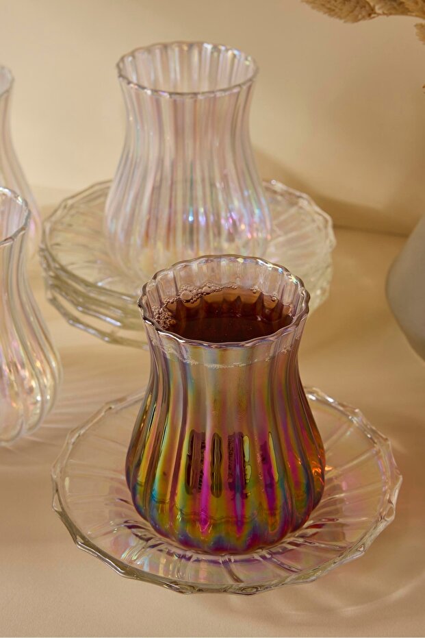 Luster Borosilicate Glass Tea Set - 12 Pieces, 170ml