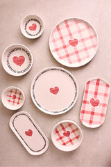 Hearts 14 Piece Ceramic Breakfast & Serving Set for 6 People