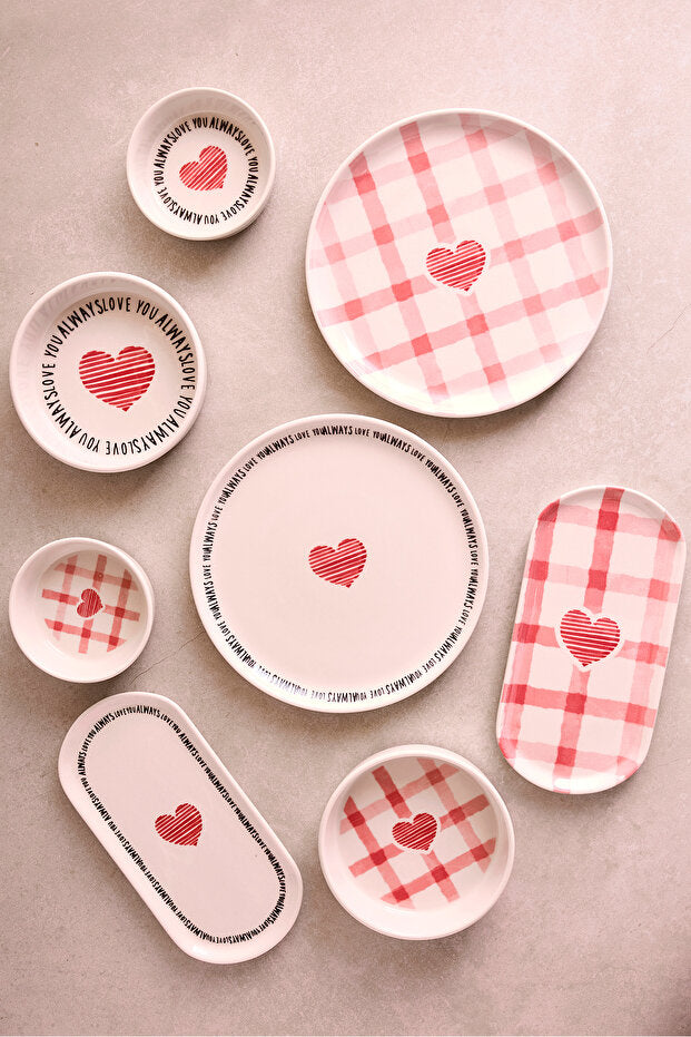 Hearts 14 Piece Ceramic Breakfast & Serving Set for 6 People