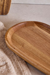 Acacia Wood Drop Snack Tray - 30x12 cm Elegant Serving Dish