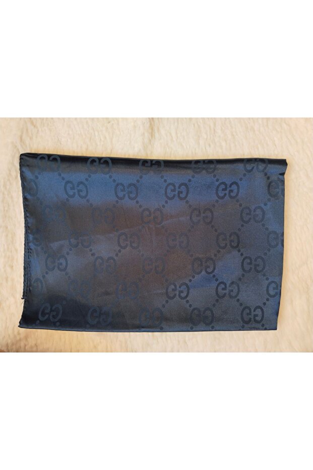 Women's Navy Blue Silky Jacquard Shawl