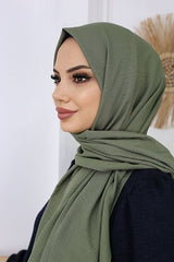 Women's Cotton Jazz Shawl - Haki Green, Soft & Comfortable