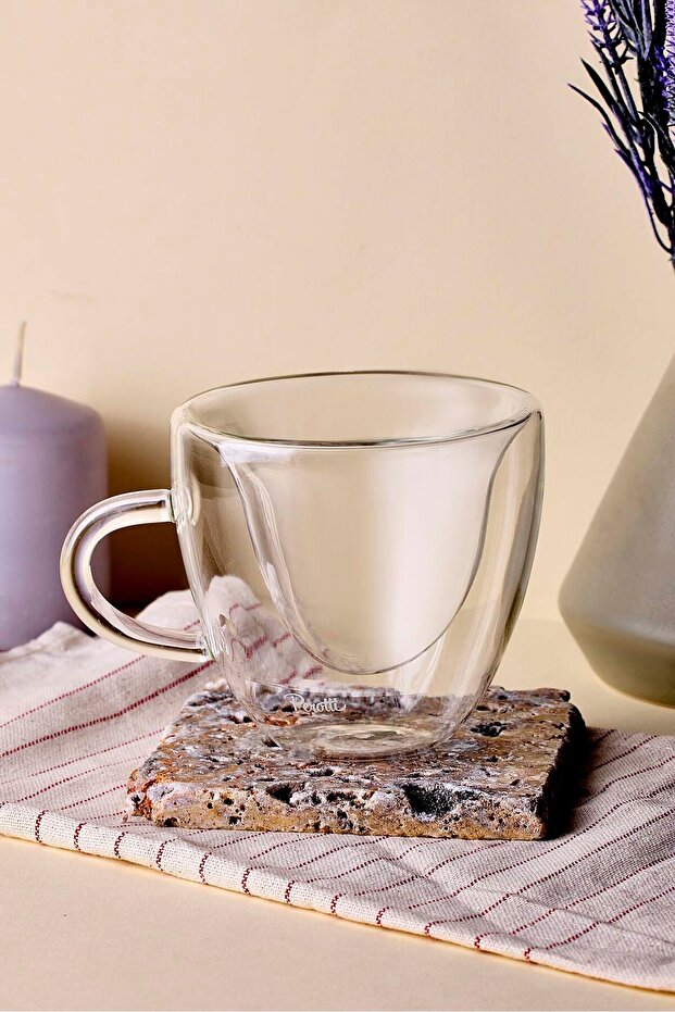 Double Walled Heart Shaped Glass Mug - 150ml