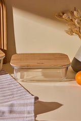 1050ml Rectangular Glass Storage Box with Bamboo Lid