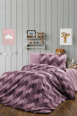 Single Zigzag Duvet Cover Set - 3 Piece with Fitted Sheet