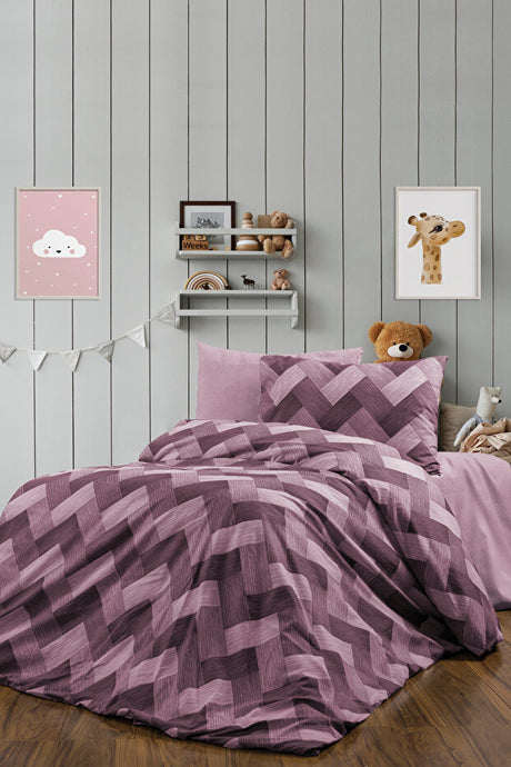 Single Zigzag Duvet Cover Set - 3 Piece with Fitted Sheet