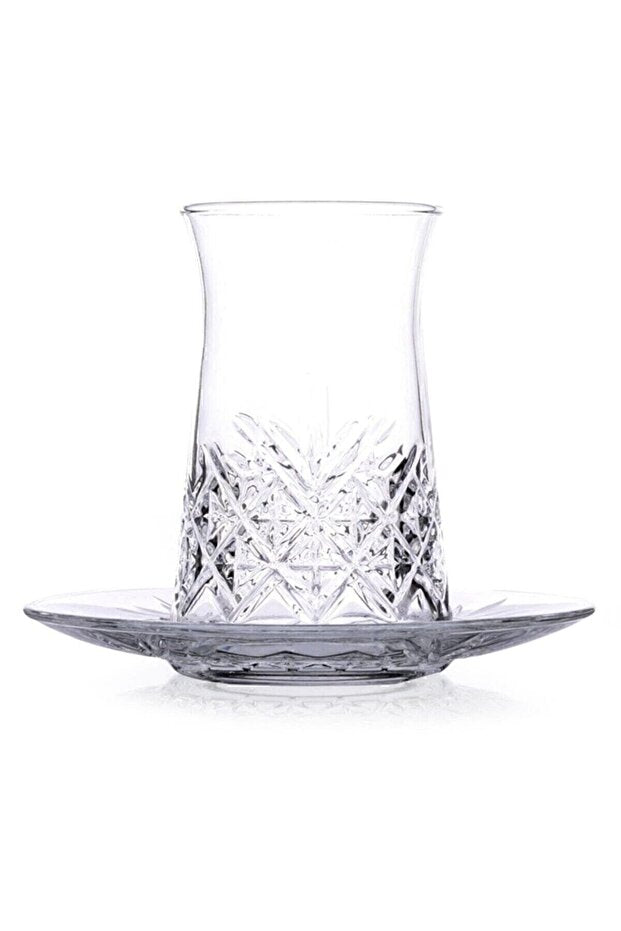 Set di Bicchieri da Tè Turchi Timeless Pasabahce con Piattini - Collezione da 6 Pezzi