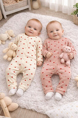 100% Cotton Heart Print Baby Rompers - 2-Pack (0-3 Months)