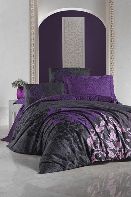 Purple Double Cotton Sateen Duvet Cover Set - 200x220 cm