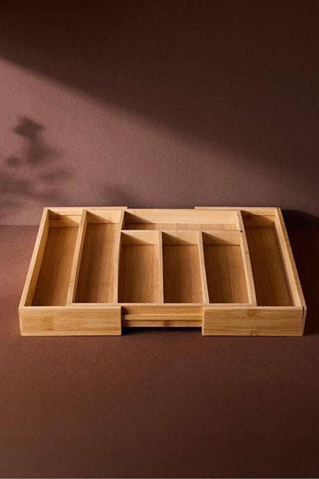 Adjustable Bamboo Drawer Organizer - Expandable Cutlery Tray