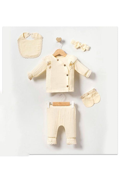 Baby Muslin 5-Piece Newborn Hospital Outfit Set - 0-3 Months