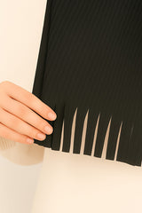 Ready Pleated Shawl - Black, Easy-Wear & Wrinkle-Free
