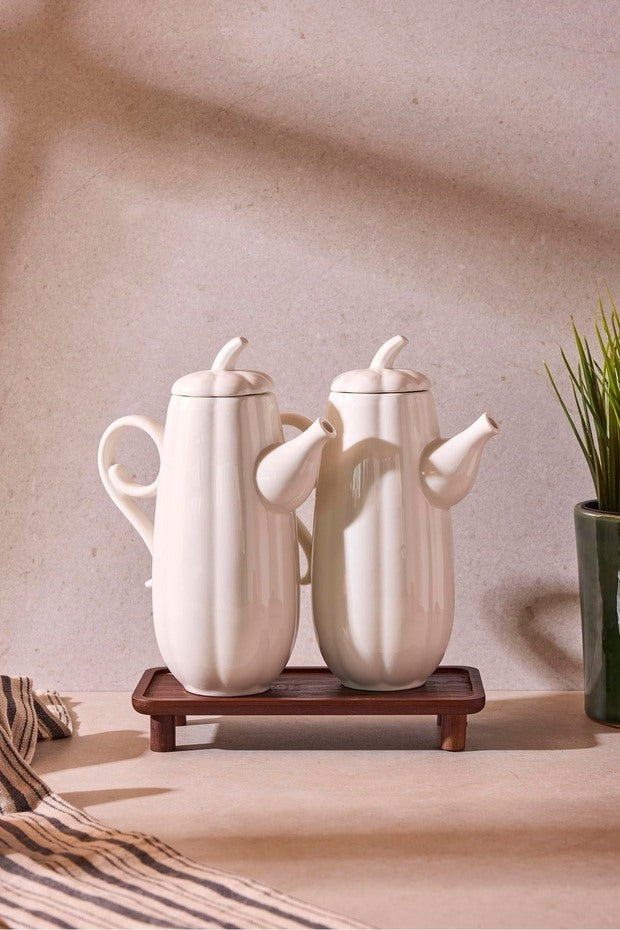 Pumpkin Porcelain Oil & Vinegar Dispenser Set - 2 x 600ml