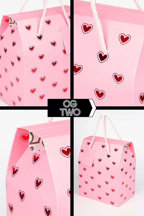 Pink Heart Portable Gift Box & Bag for Valentine's Day