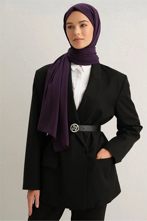 Trendy Medine Silk Shawl - Elegant Purple
