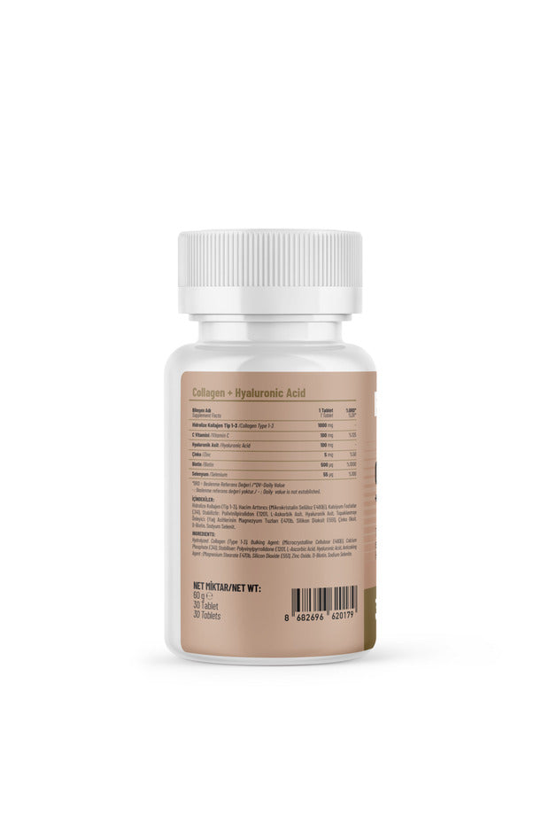 Kollagen + Hyaluronsyre Type 1-3 Tabletter - 30 Styk