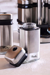 6-Piece Rotating Spice Rack Set - Stainless Steel & Glass Jars
