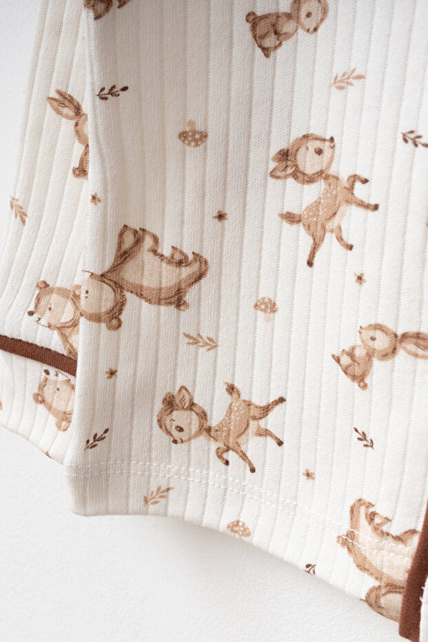 Little Fawns — zweiteiliger Baby-Schlafanzug mit langen Ärmeln und Knopfleiste, 100% Baumwolle