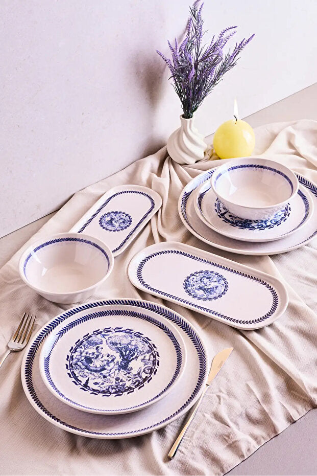 French Vintage 8 Piece Dinner Set for 2 People
