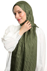 Silkeblød Jacquard Sjæl - Vandvej Mønster, Khaki ()