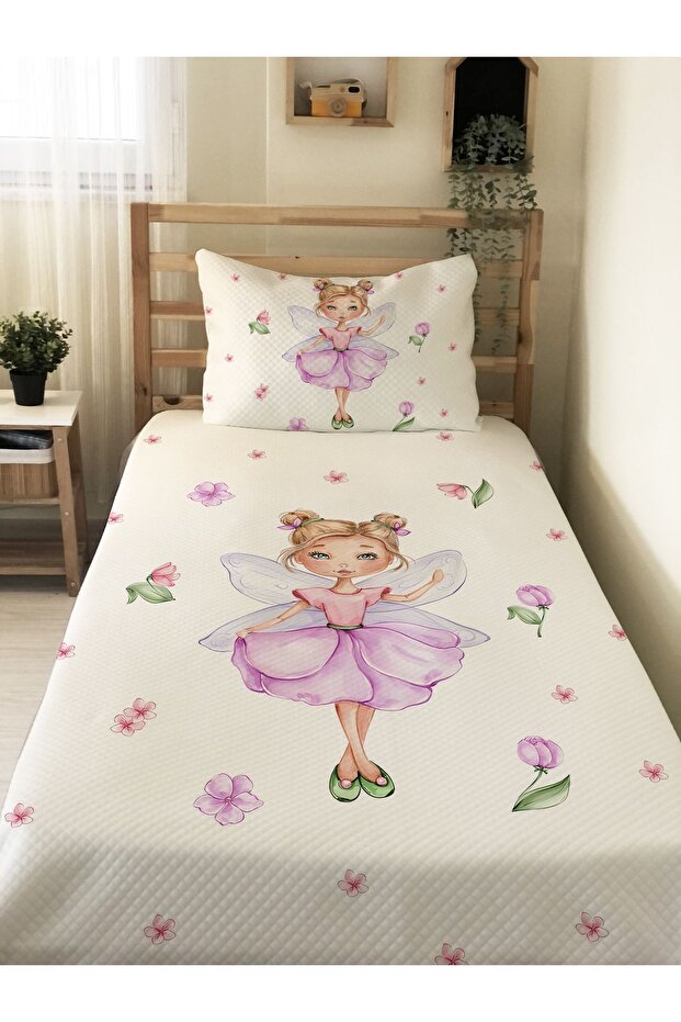 Princess Fairy Single Quilt Set - Soft Cotton-Polyester Blend