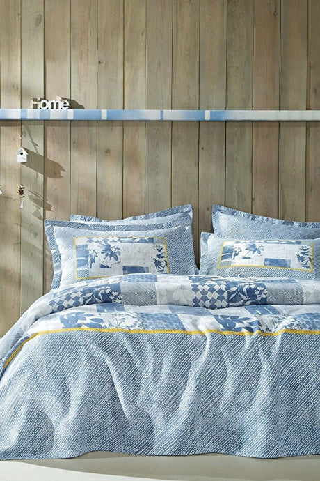 Cecilia Double Pique Set - Indigo Patchwork Bedding