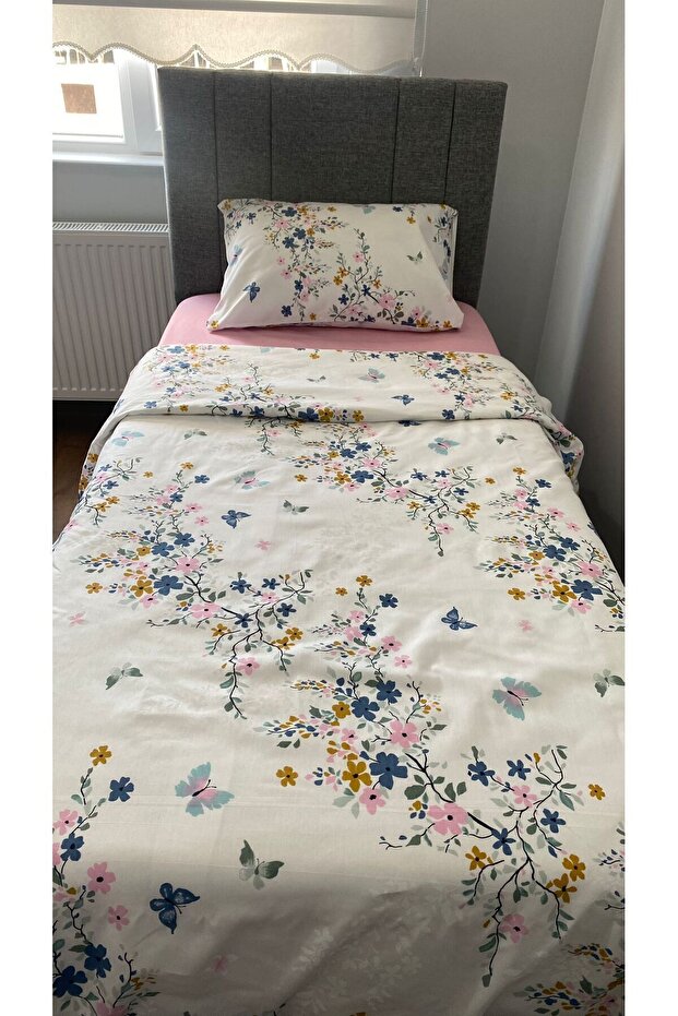 Tuğba Single Duvet Cover Set - 3 Pieces with Fitted Sheet