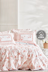 Minella Double Duvet Cover Set - 100% Cotton Blush