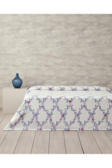 Floral Single Size Pike - Dark Blue Cotton Bedspread