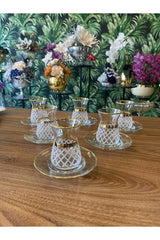 Pasabahce Premium Cut & Gilded 6-Person Modern Tea Set - Gift & Retail Ready