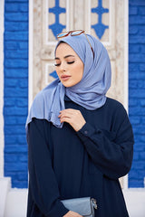 Lightweight Jersey Shawl - Soft Cotton Blend, Denim Blue