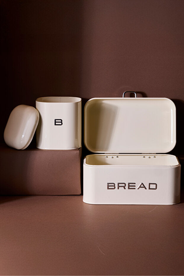 Modern Kitchen Storage Set - Bread Box & Biscuit Canister