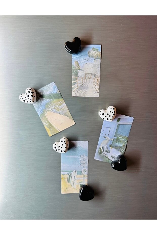 Handmade Heart Refrigerator Magnets - 6 Piece Decorative Set