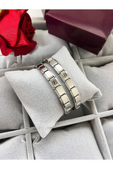 Personalized Initial Couple Bracelets - Italian Design Steel Gift Set
