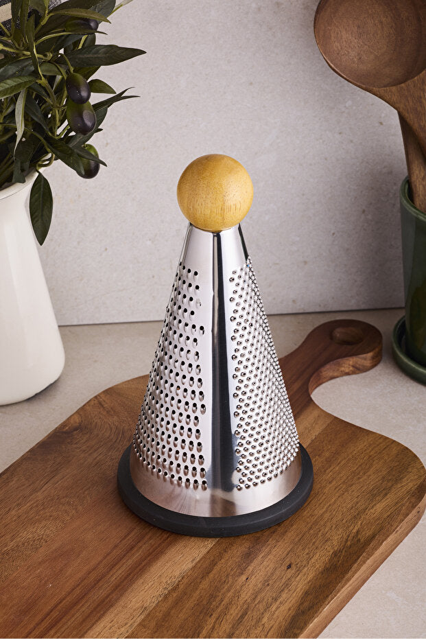 23 cm Conical Kitchen Grater - Multi-functional with Bamboo Handle