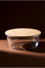 1300ml Round Glass Storage Jar with Airtight Bamboo Lid