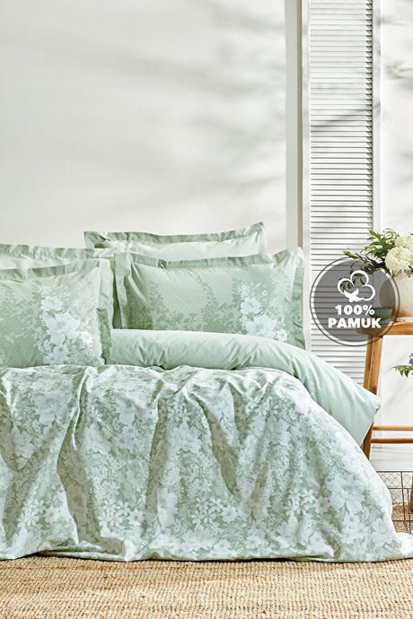 Andressa Double Ranforce Duvet Cover Set - Sage Floral