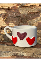 Handmade Ceramic 'Je T'aime' & Heart Mugs - 240ml Couple Set