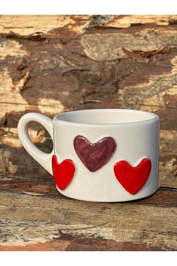 Handmade Ceramic 'Je T'aime' & Heart Mugs - 240ml Couple Set