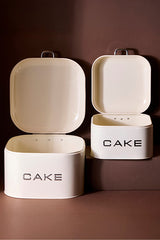 2-Piece Cream Metal Cake & Biscuit Storage Box Set with Lids