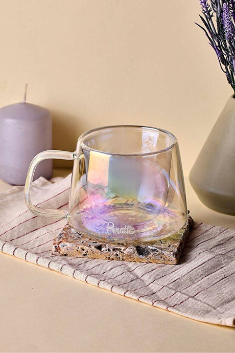 Colors Double-Walled Glass Mug - 200ml Iridescent Design
