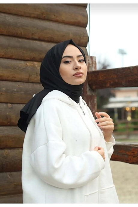 Organic Cotton Jazz Scarf - Lightweight & Soft Black Hijab ()