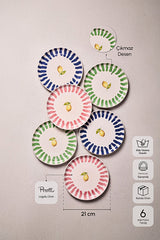 Lemon-Themed Dessert Plates - Set of 6 (21 cm)