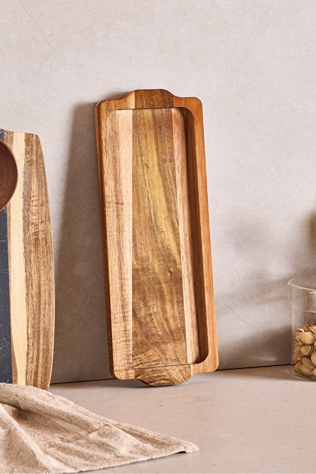 Acacia Wood Serving Tray - Elegant 32x12 cm Design