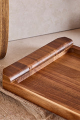 Handled Acacia Wood Serving Tray - 47x17 cm Elegant Presentation