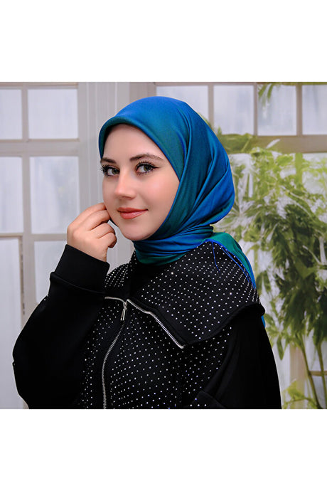 Silky Fringed Viscose Scarf - Petrol Blue