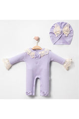 Baby Lace Bonnet Romper Set - 0-3 Months