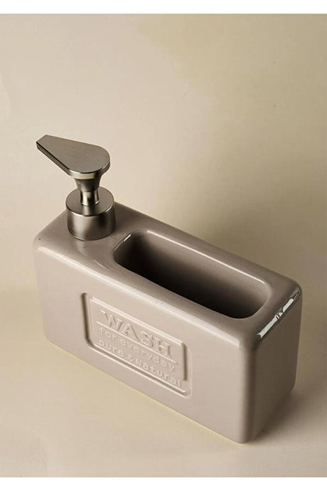 Ashley Taupe Porcelain Liquid Soap Dispenser - 750ml with Sponge Holder