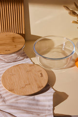 1300ml Round Glass Storage Jar with Airtight Bamboo Lid